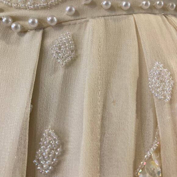 Lillie Rubin Stunning Vintage Cream Silk Beaded & Sequined Evening Dress Size 6 - Picture 10 of 14